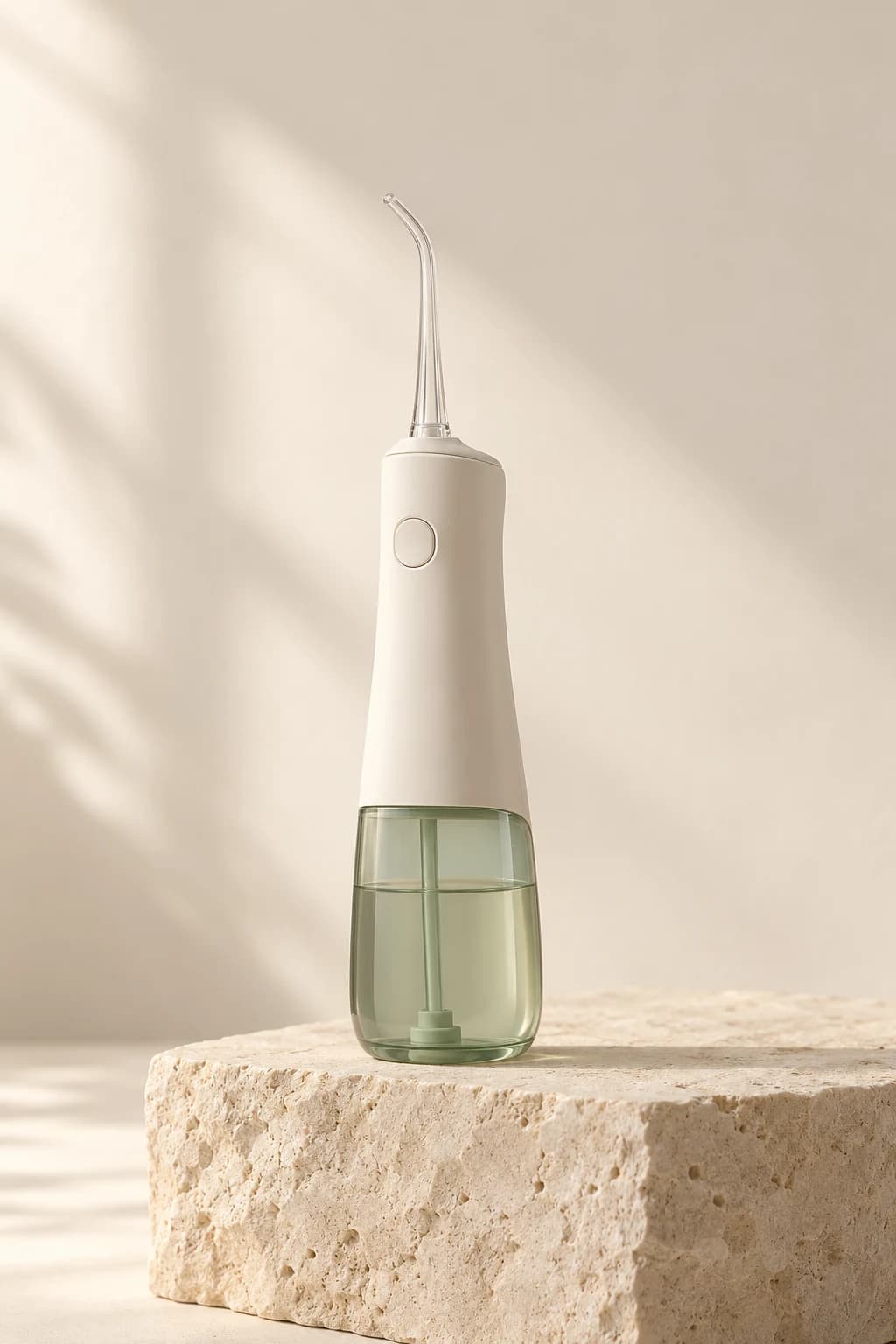 Kabellose Munddusche mit transparenter Düse.